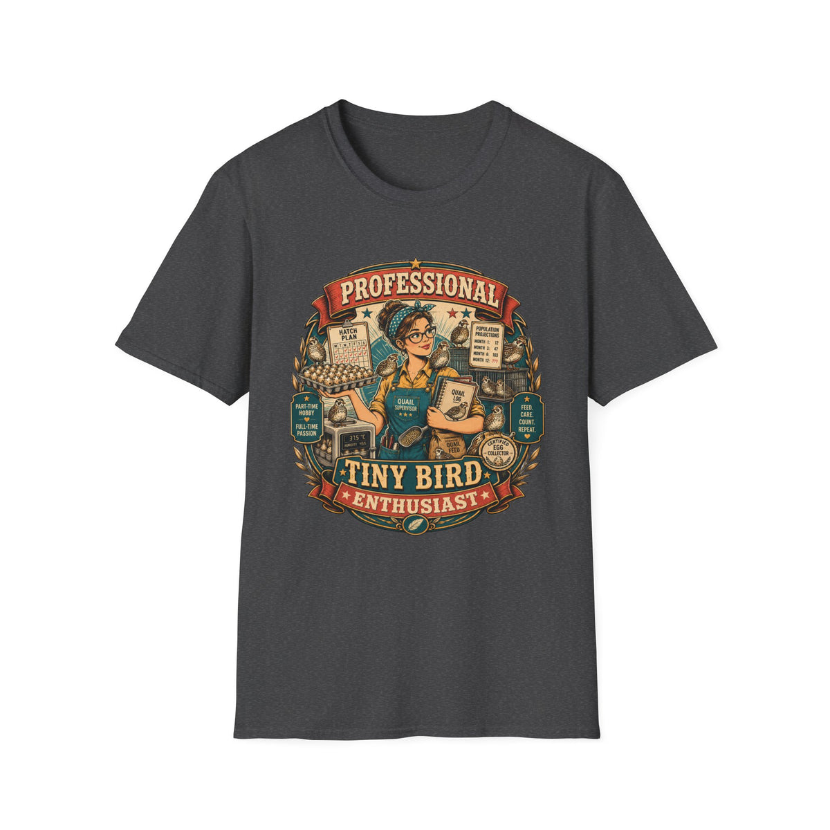 Tiny Bird Enthusiast Badge Quail T-shirt, photo 7
