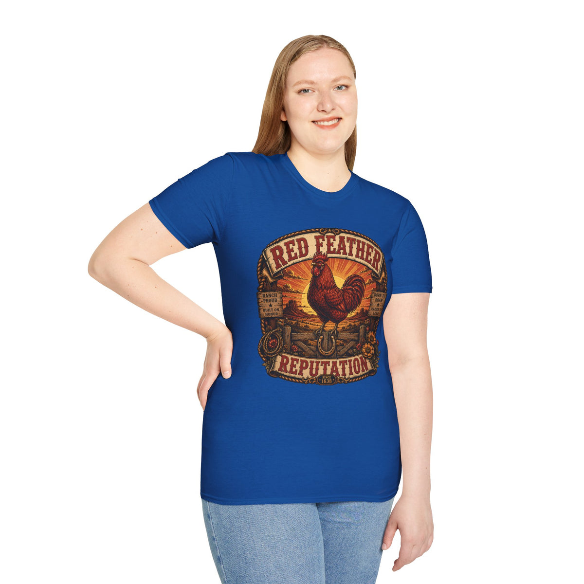 Red Feather Ranch Emblem T-Shirt — Rhode Island Red Heritage Tee