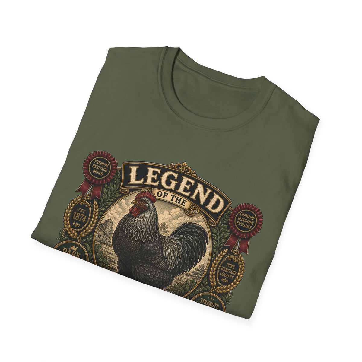Legend of the Barnyard Dark Brahma T-Shirt — Vintage Rooster Label Tee