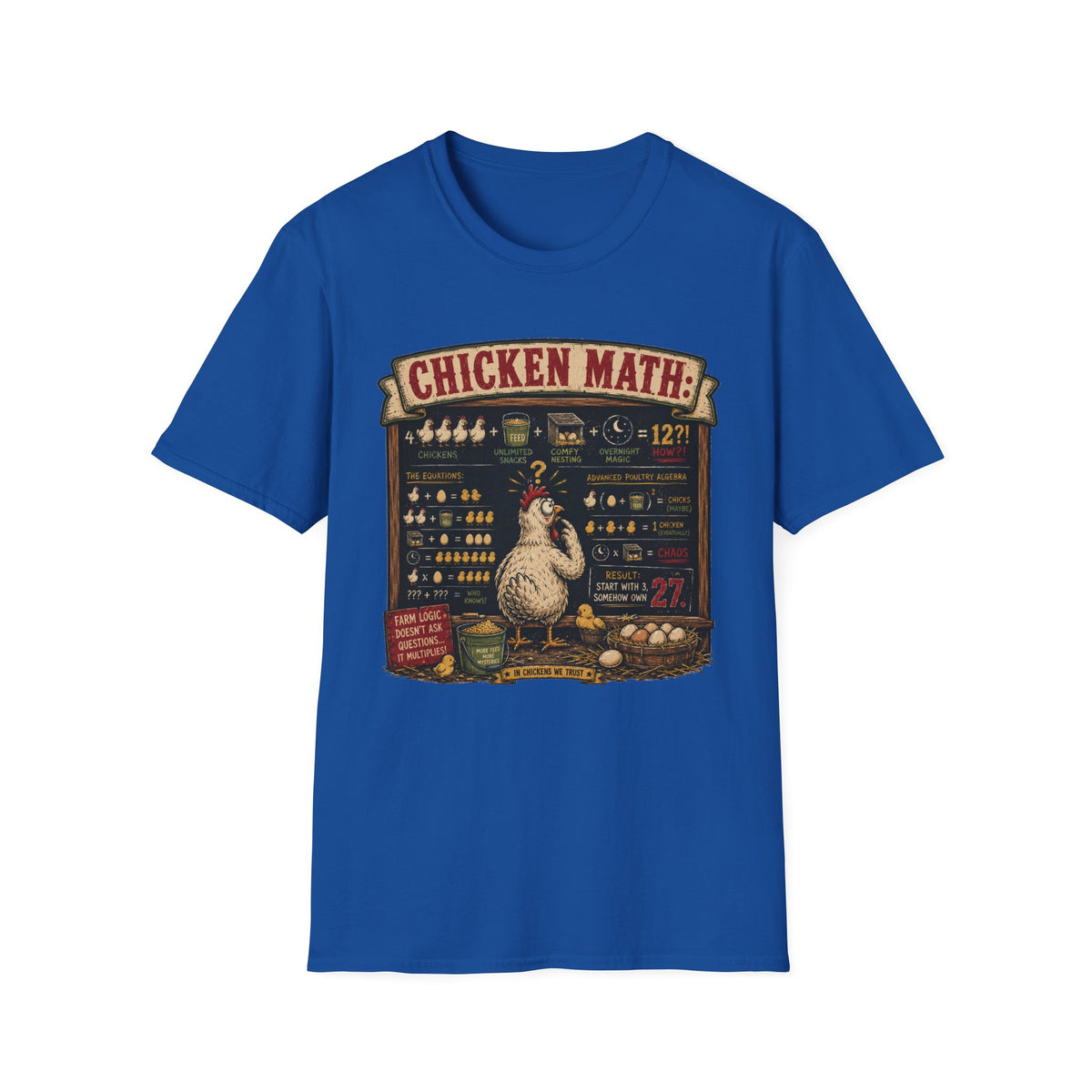 Advanced Poultry Algebra T-Shirt — Chicken Math Chaos Graphic Tee
