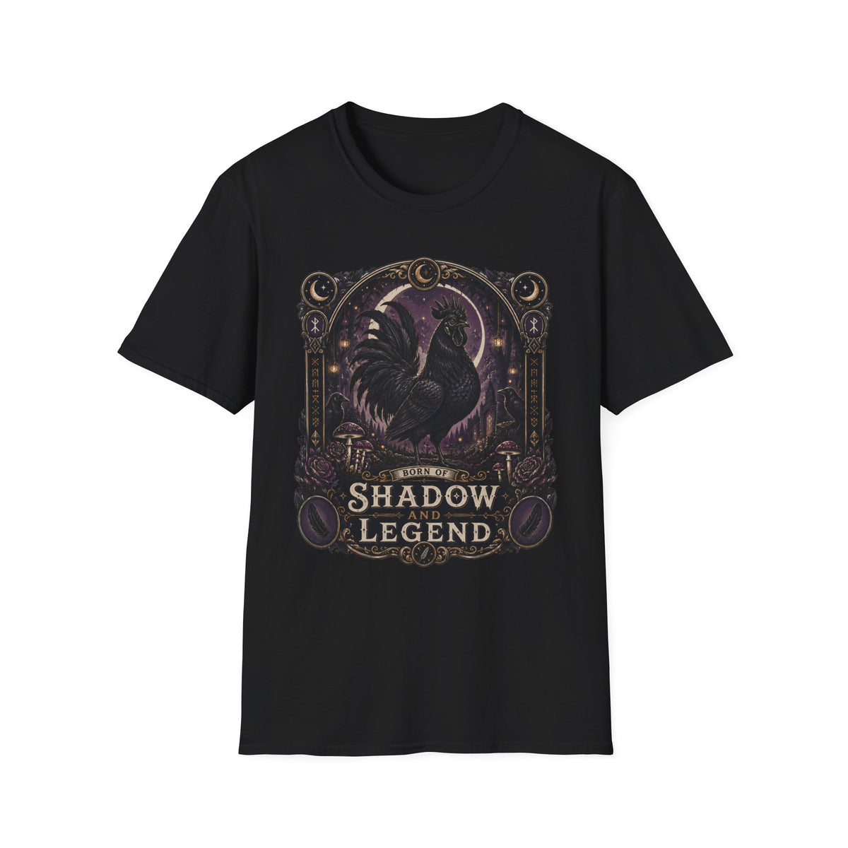 Shadow and Legend Ayam Cemani T-Shirt — Gothic Emblem Rooster Tee