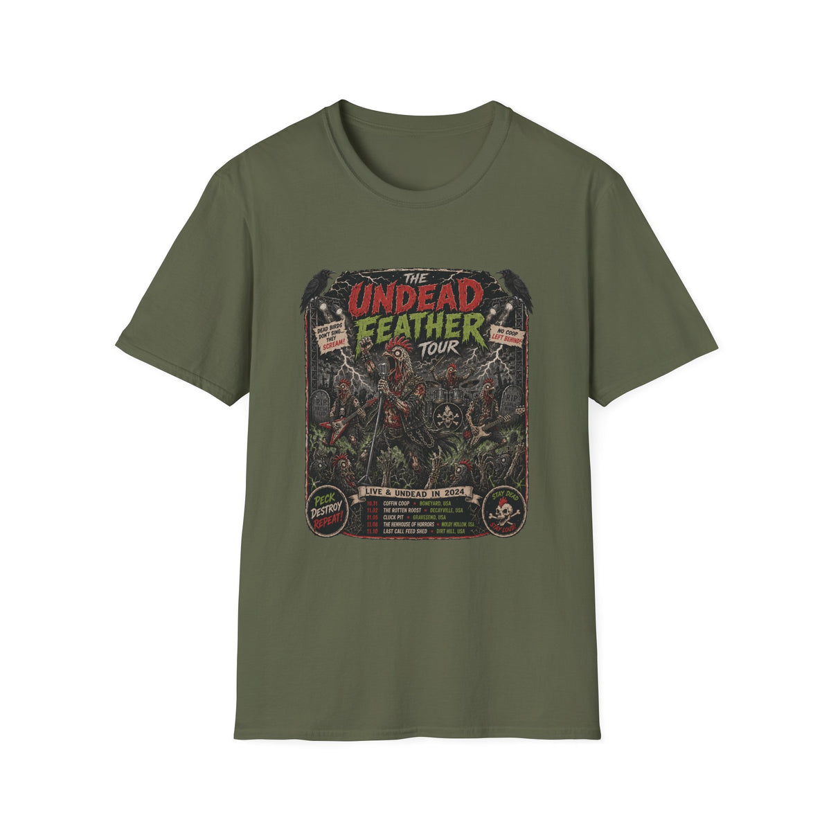 Undead Feather Tour Zombie Chicken T-shirt, photo 6