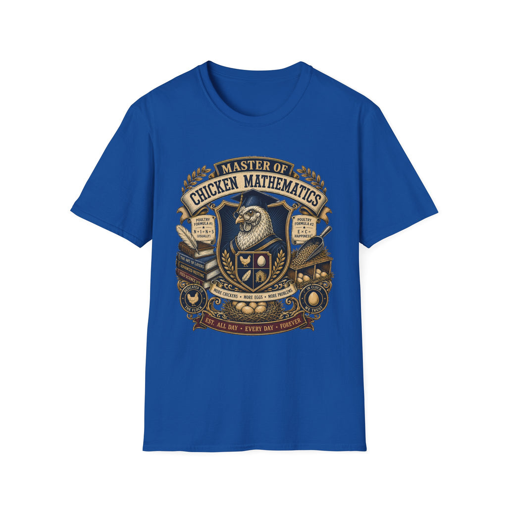 Master of Chicken Mathematics T-Shirt — Collegiate Crest Graphic Tee