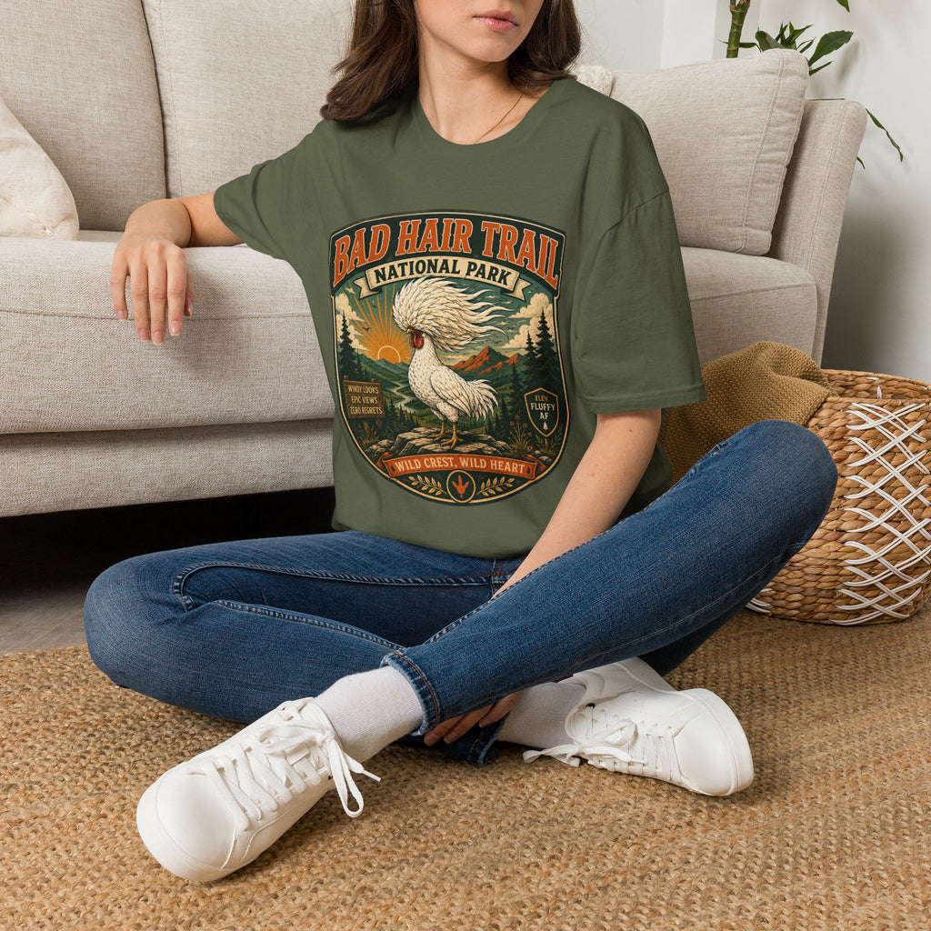 Bad Hair Trail Adventure Badge Polish Chicken T-Shirt