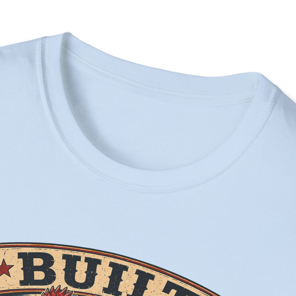 Barred Rock Rooster T-Shirt — "Built the Old Fashioned Way" Farm Vintage Tee