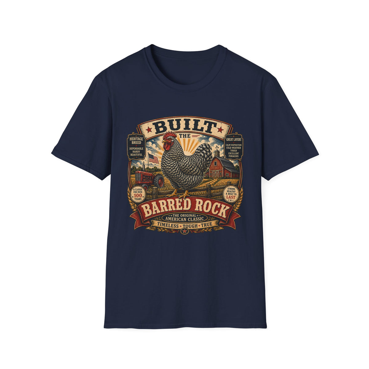 Barred Rock Heritage Farm T-Shirt — Original American Classic Rooster Tee