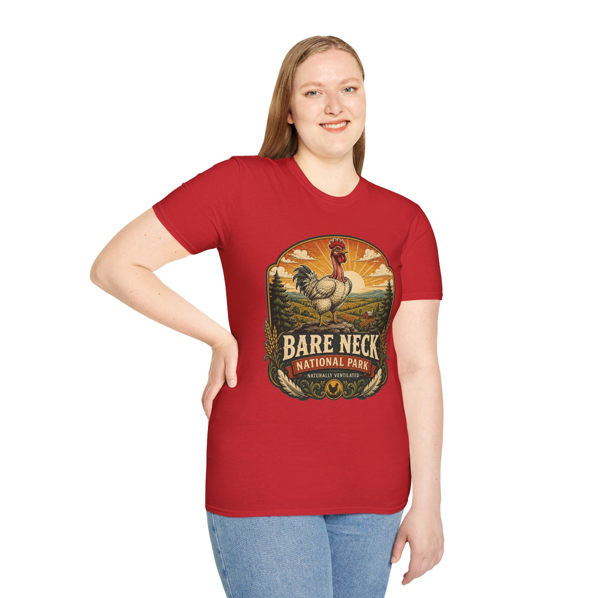 Bare Neck National Park Emblem T-Shirt — Naturally Ventilated Rooster Naked Neck Turken Tee