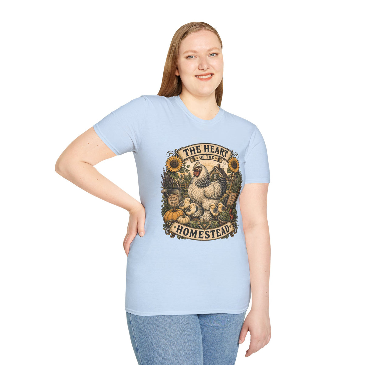 The Heart of the Homestead Brahma T-Shirt — Hen & Chicks Farmhouse Graphic Tee