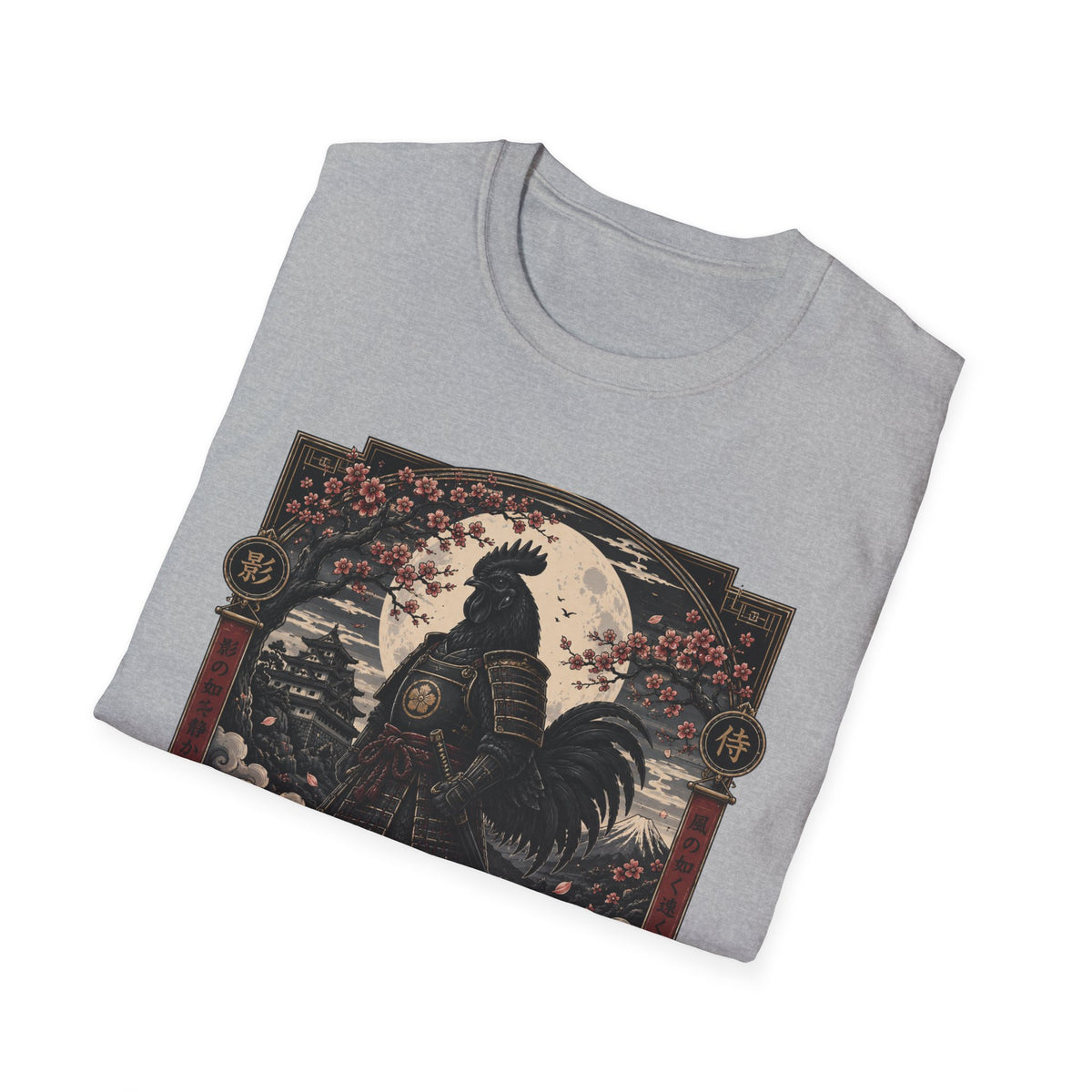 Shadow Samurai Ayam Cemani T-Shirt — Moonrise Warrior Rooster Tee