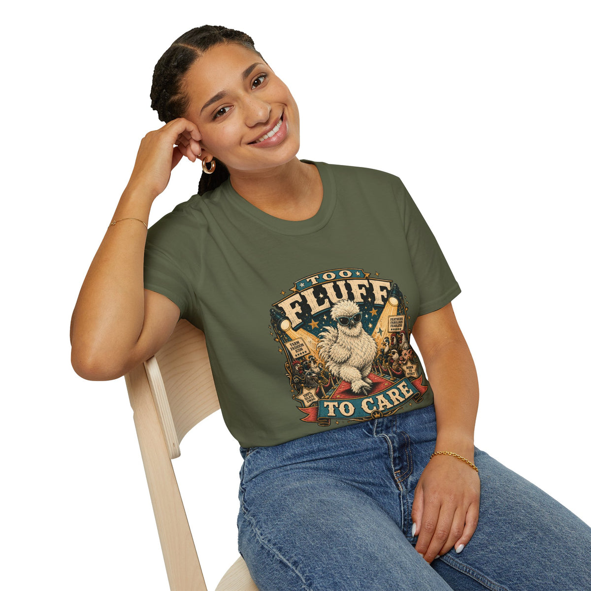 Too Fluff Silkie Chicken T-Shirt — Farm Fashion Icon Showbiz Tee