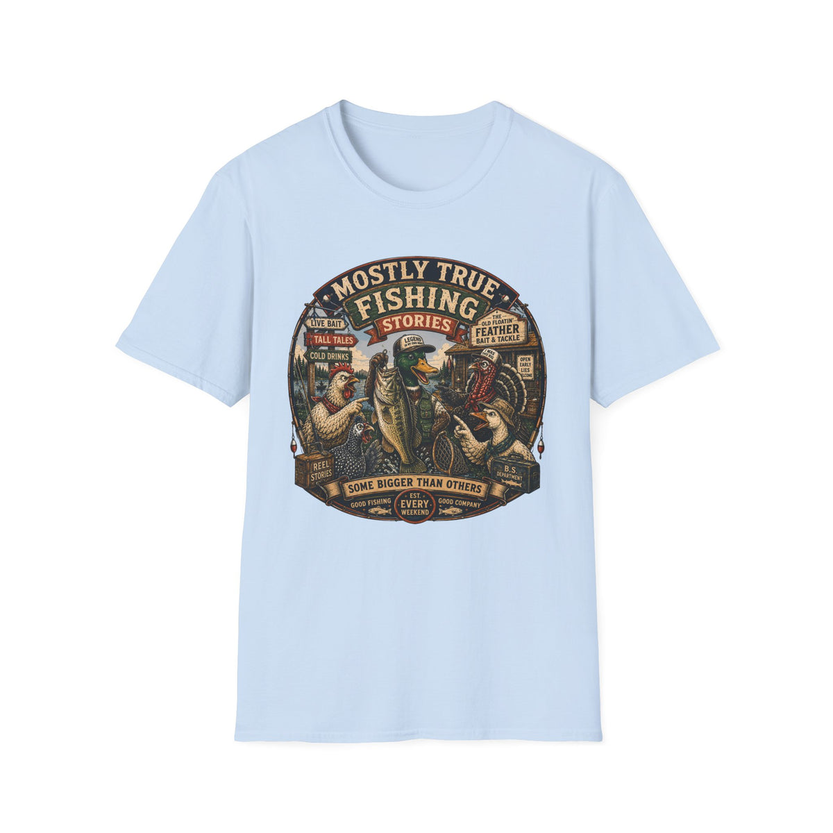 Mostly True Fishing Stories vintage fishing T-shirt, photo 8