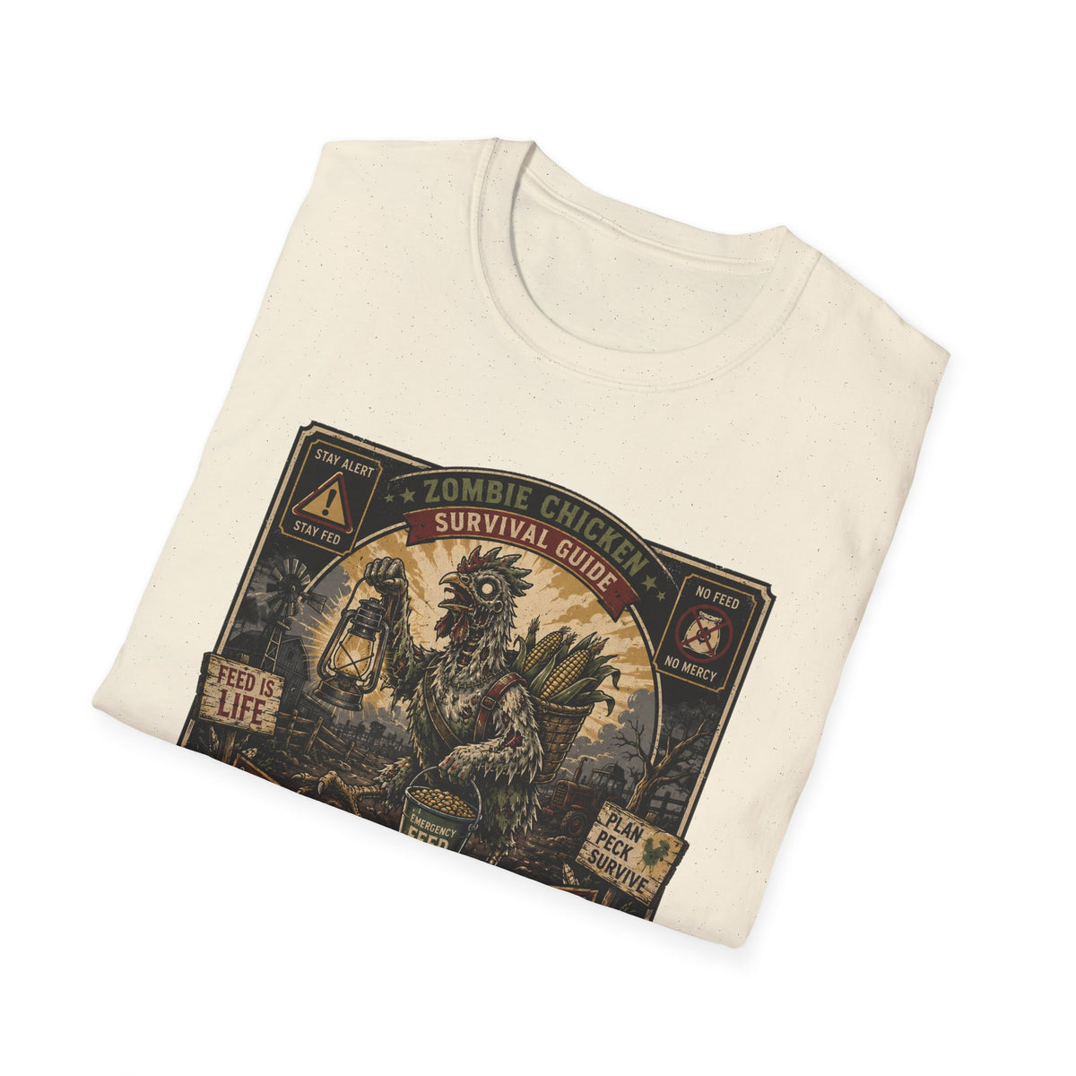 Zombie Chicken Survival Guide T-Shirt — Funny Flock Apocalypse Tee