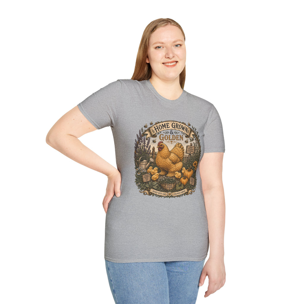 Home Grown and Golden Cochin T-Shirt — Garden Hen & Chicks Tee