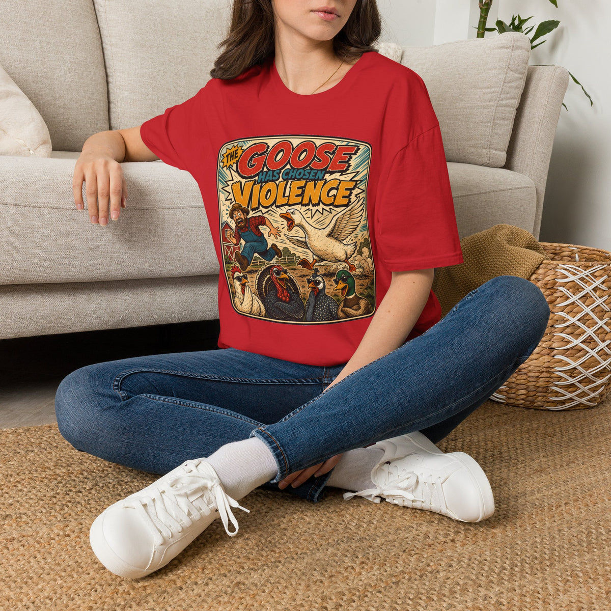 The Goose Has Chosen Violence T-Shirt — Funny Farmyard Chaos Tee
