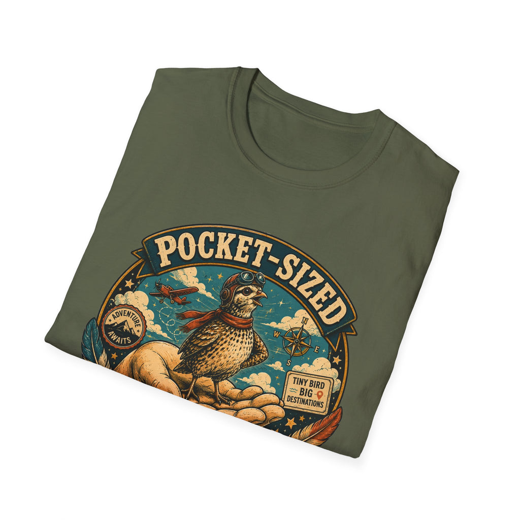Tiny Quail Adventures T-Shirt — Backyard Bird Keeper Vintage Graphic Tee