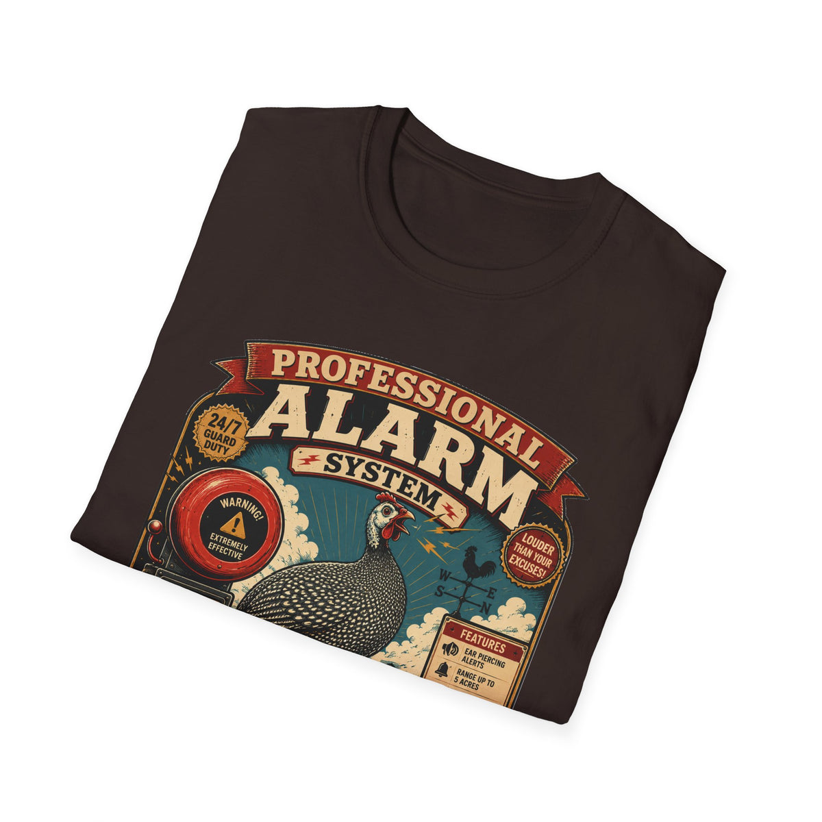 Professional Alarm System Guinea Fowl T-Shirt — Batteries Not Required Tee