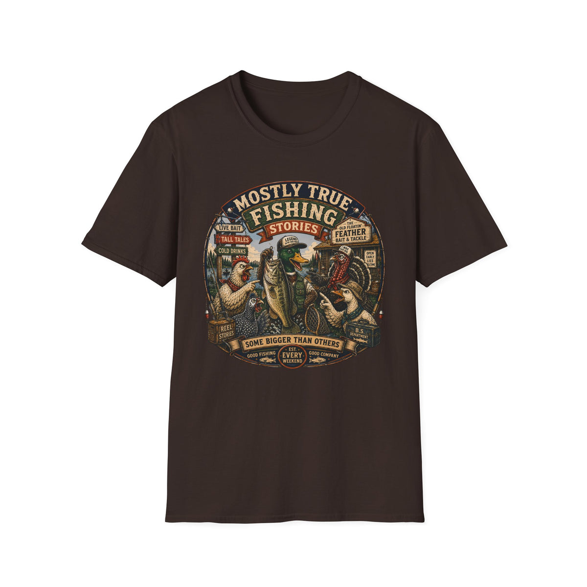 Mostly True Fishing Stories vintage fishing T-shirt, photo 4