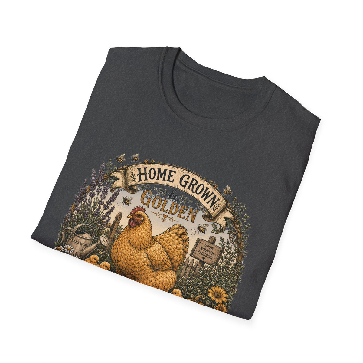 Home Grown and Golden Cochin T-Shirt — Garden Hen & Chicks Tee