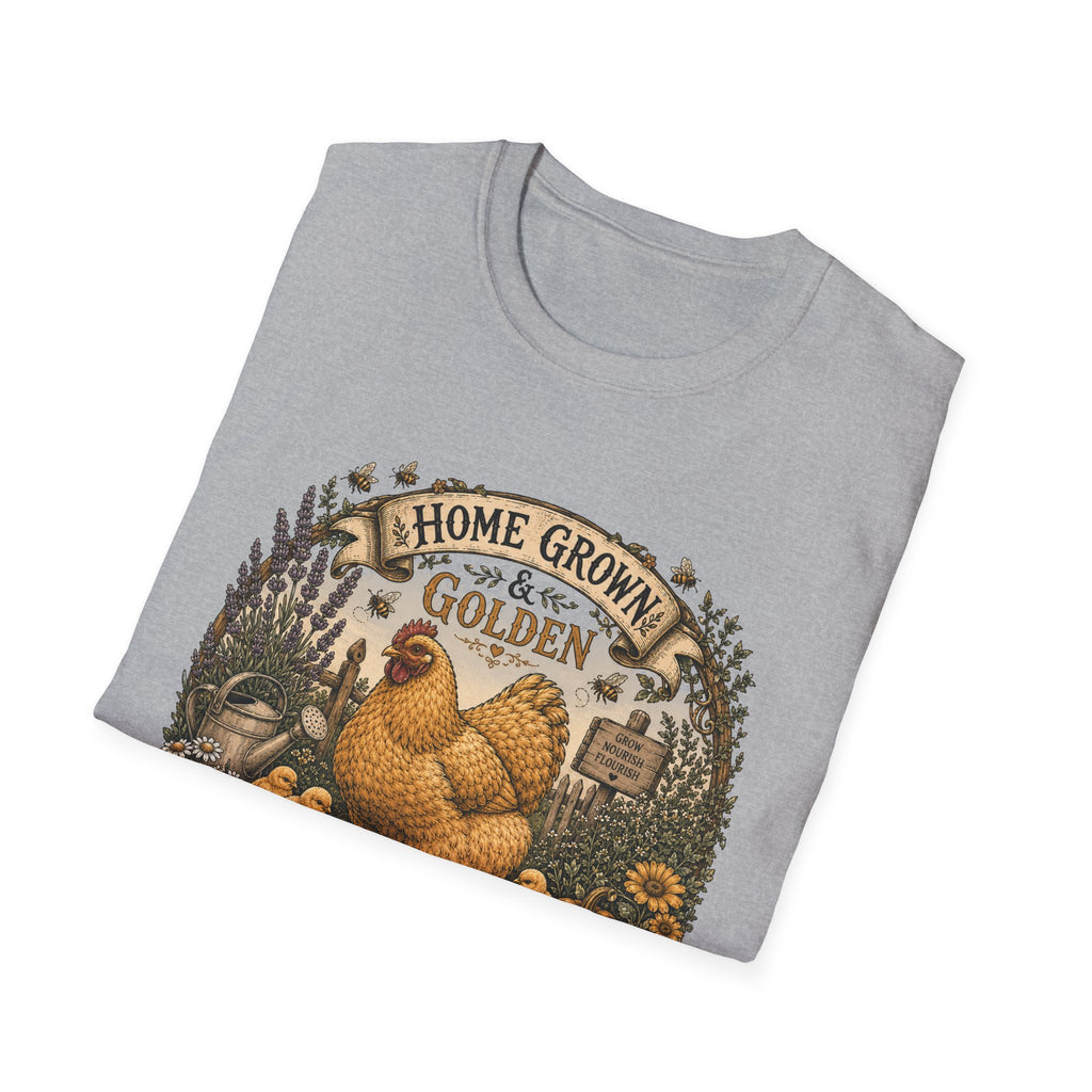 Home Grown and Golden Cochin T-Shirt — Garden Hen & Chicks Tee
