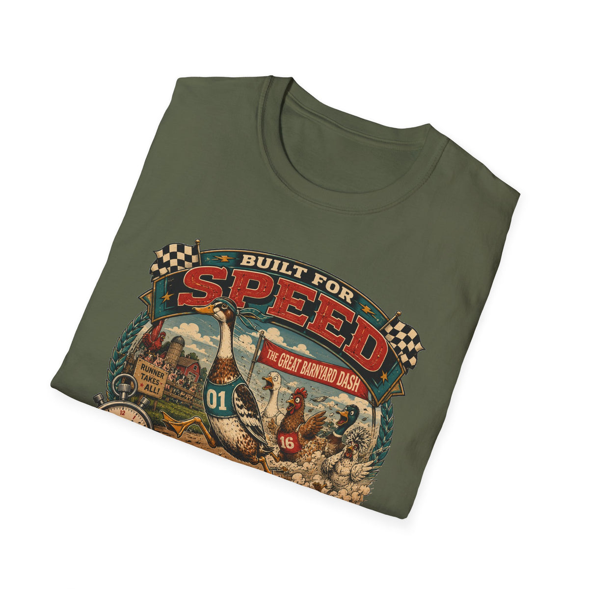 Built for Speed Barnyard Dash Indian Runner T-Shirt — Designed for Chaos Tee