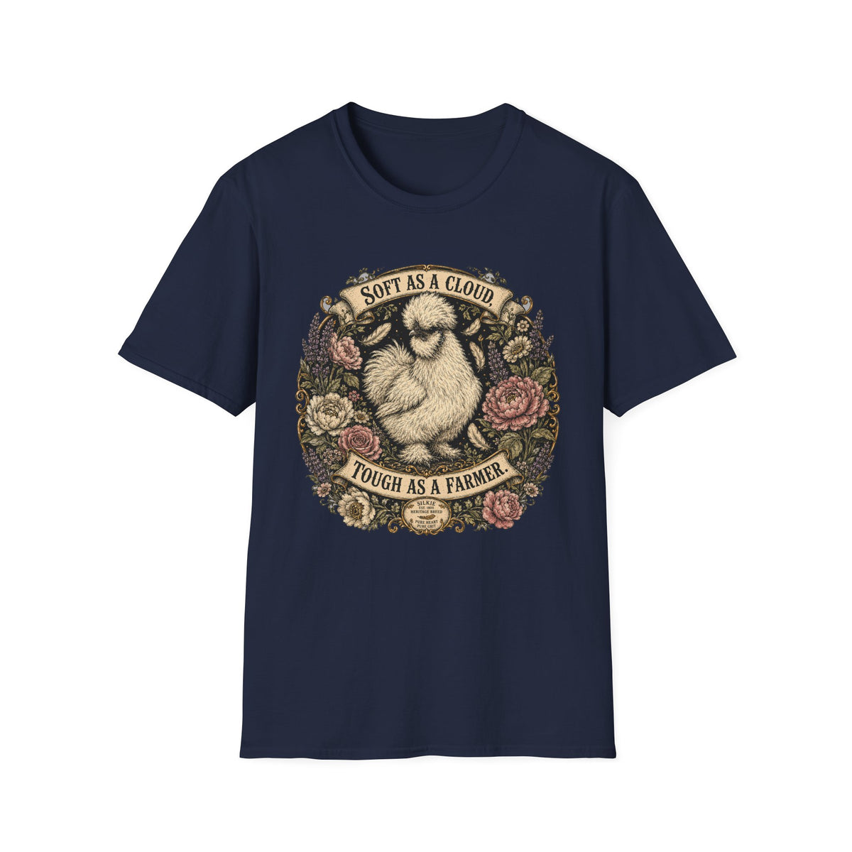 Soft as a Cloud Silkie T-Shirt — Floral Wreath Hen Tee