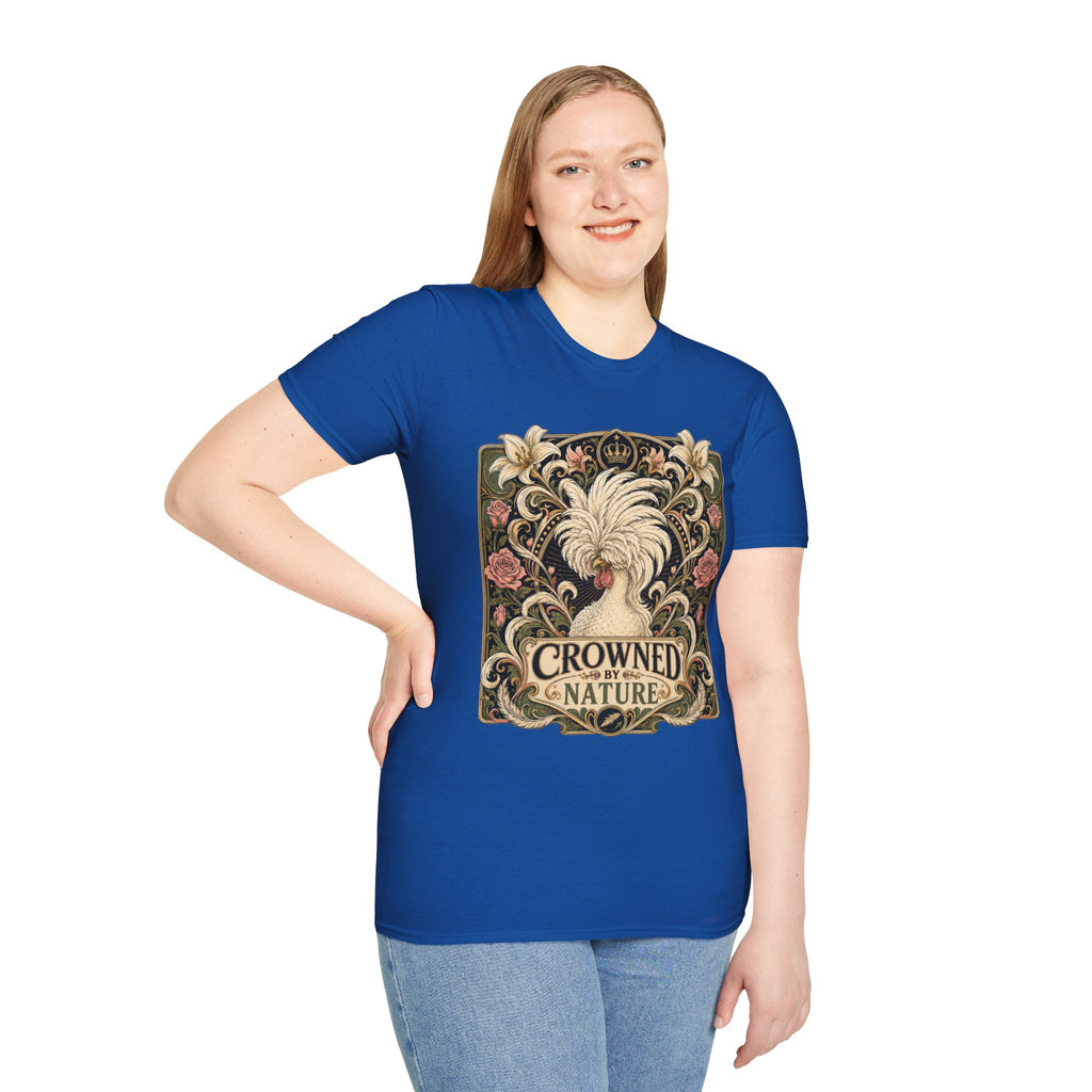 Crowned by Nature Polish Chicken T-Shirt — Vintage Botanical Hen Tee
