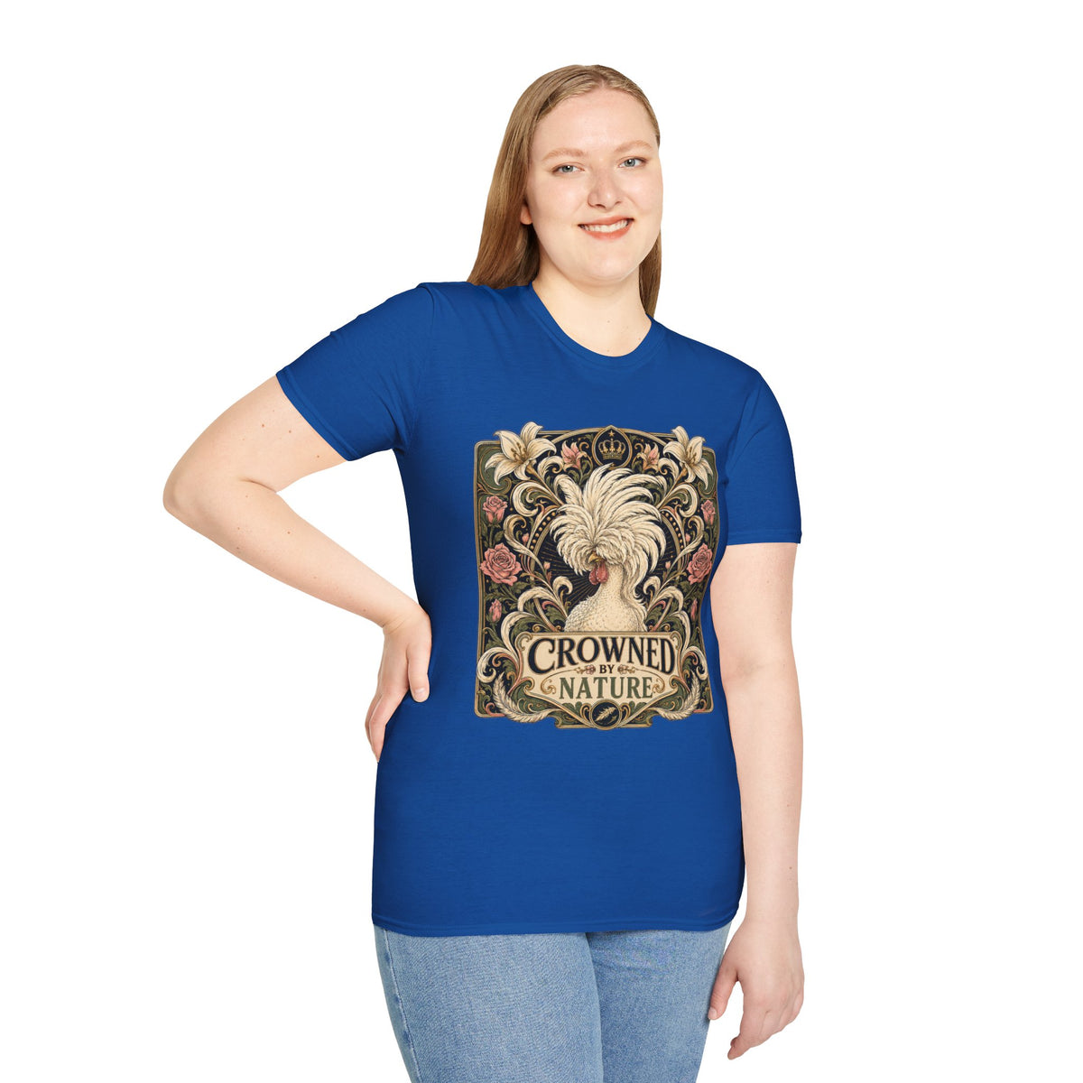 Crowned by Nature Polish Chicken T-Shirt — Vintage Botanical Hen Tee