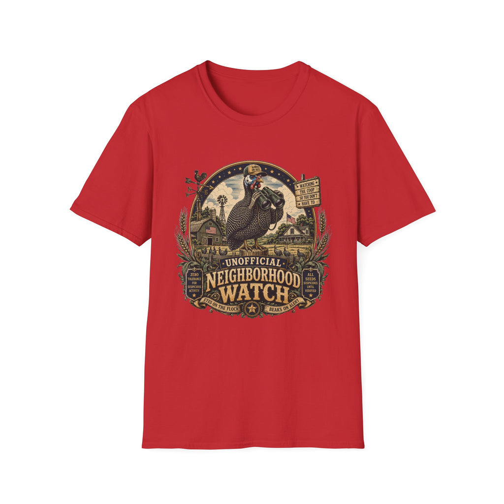 Guinea Fowl Neighborhood Watch T-Shirt — Watching The Coop So You Don't Have To Tee