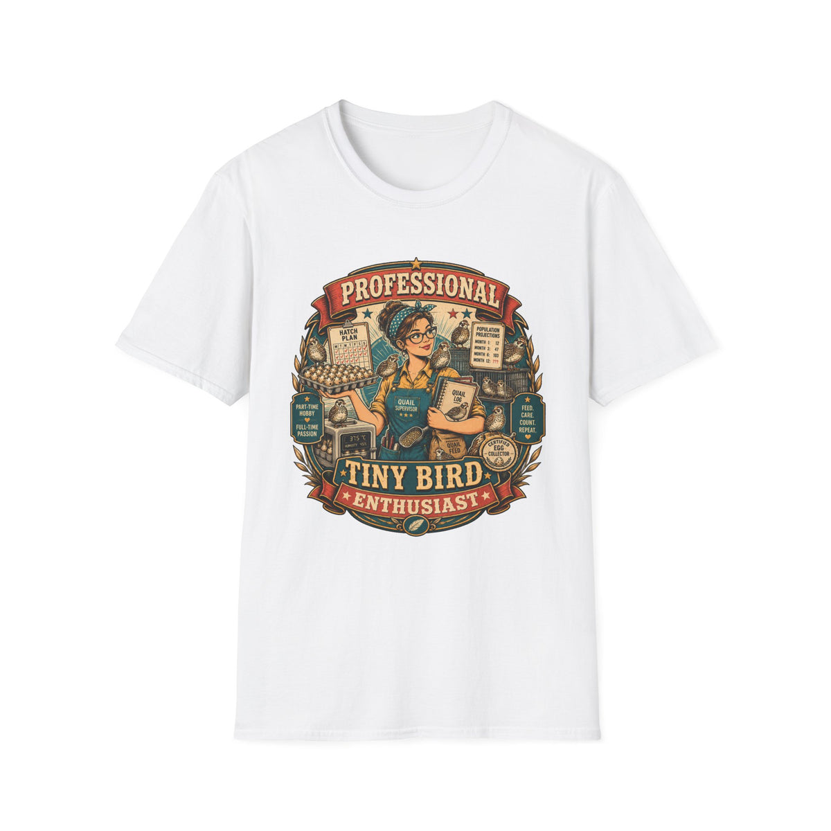 Tiny Bird Enthusiast Badge Quail T-shirt, photo 2