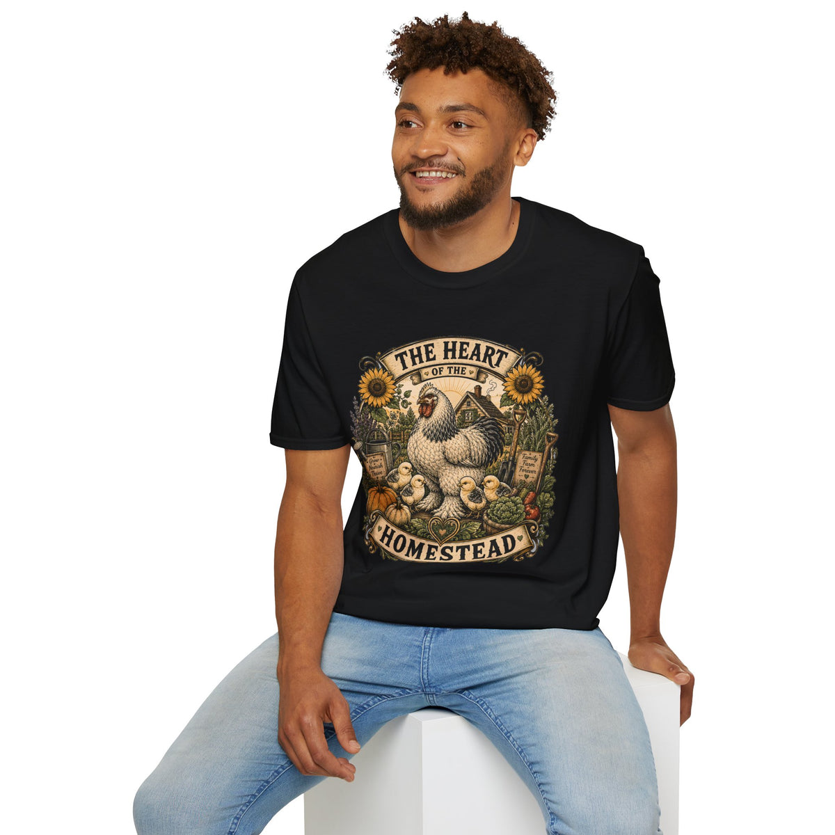 The Heart of the Homestead Brahma T-Shirt — Hen & Chicks Farmhouse Graphic Tee