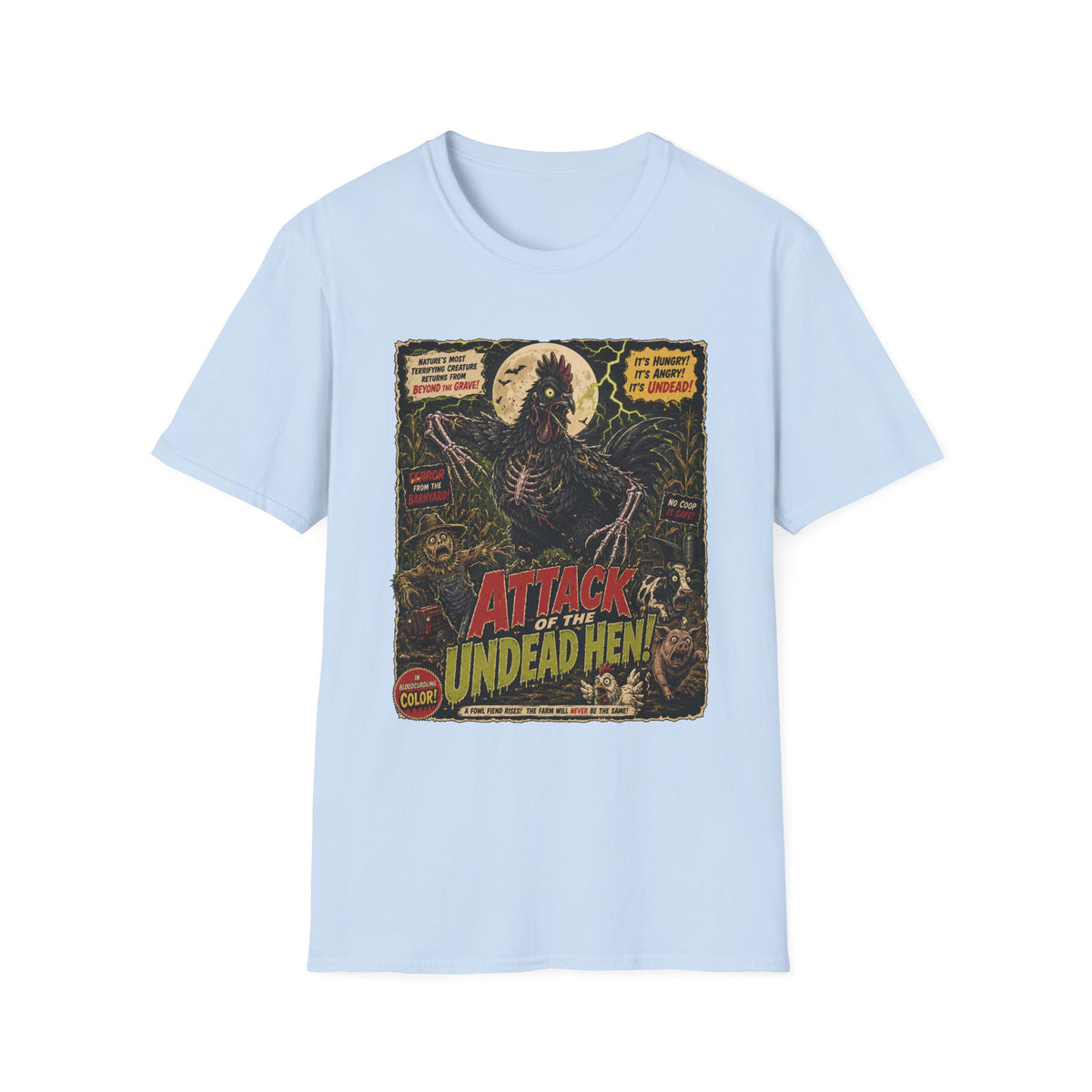 Attack of the Undead Hen Zombie Chicken T-shirt, photo 8