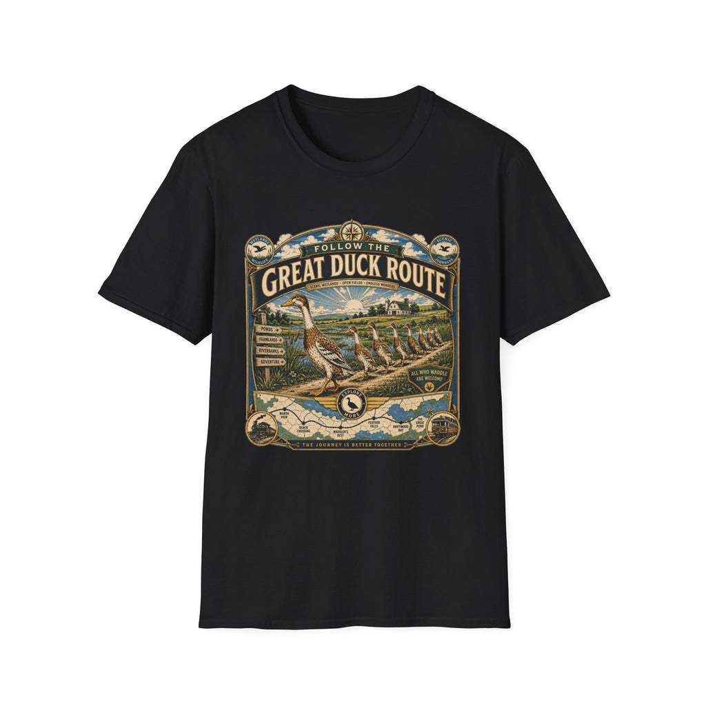 Follow the Great Duck Route Indian Runner T-shirt, photo 8