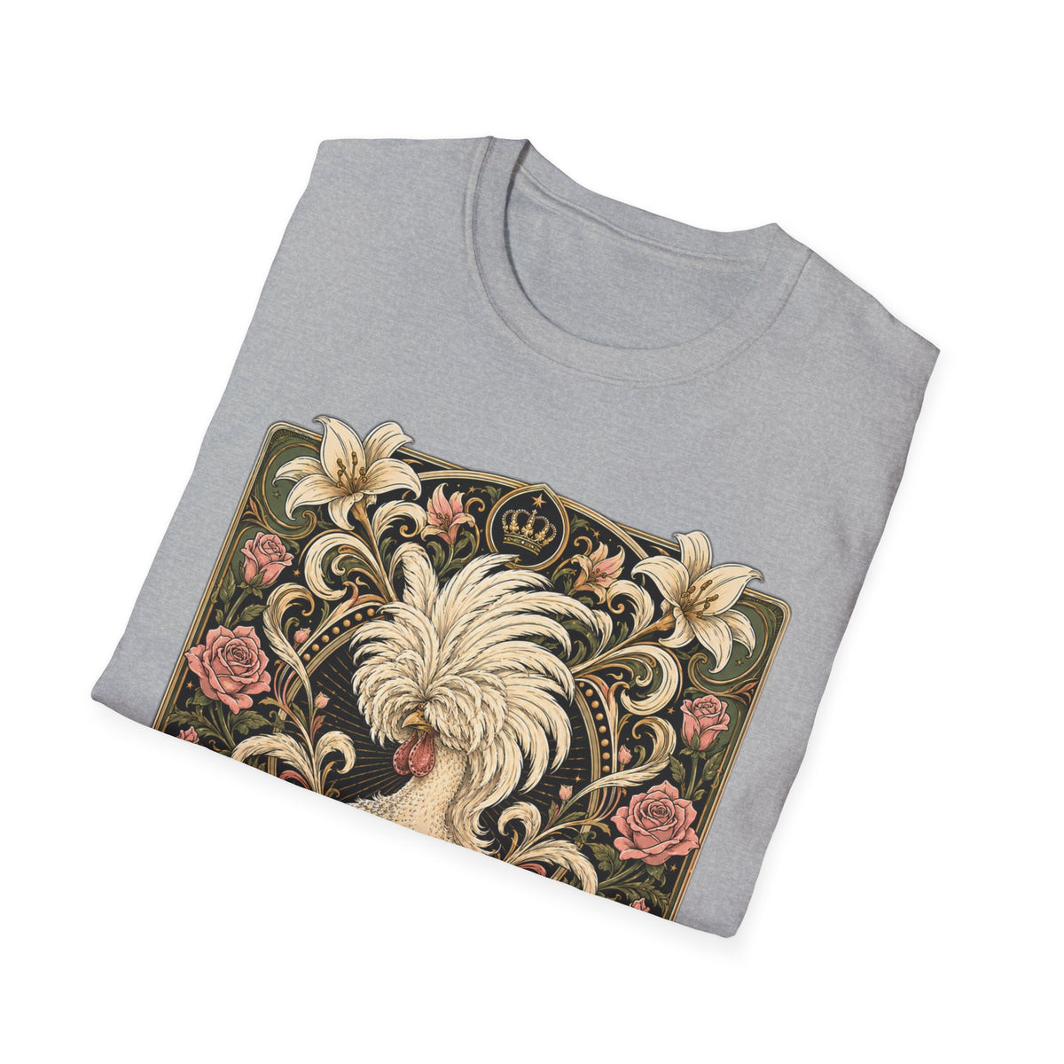 Crowned by Nature Polish Chicken T-Shirt — Vintage Botanical Hen Tee