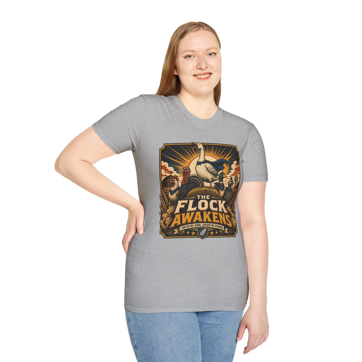 The Flock Awakens T‑Shirt — Retro Goose & Duck Vintage Wildlife Tee
