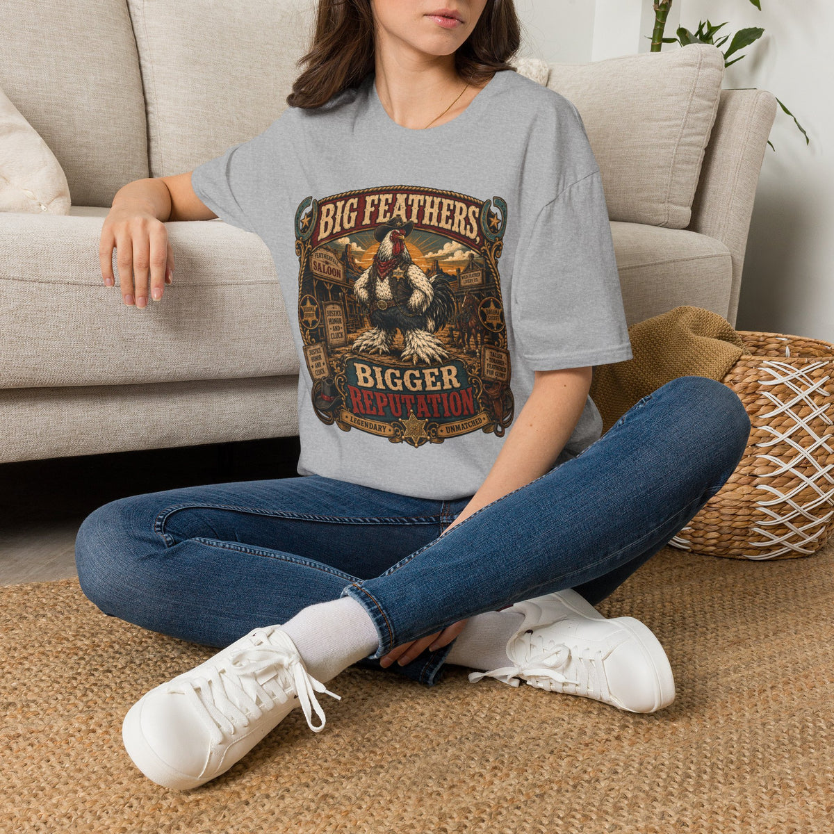 Big Feathers, Bigger Reputation Brahma T-Shirt — Bold Rooster Graphic Tee