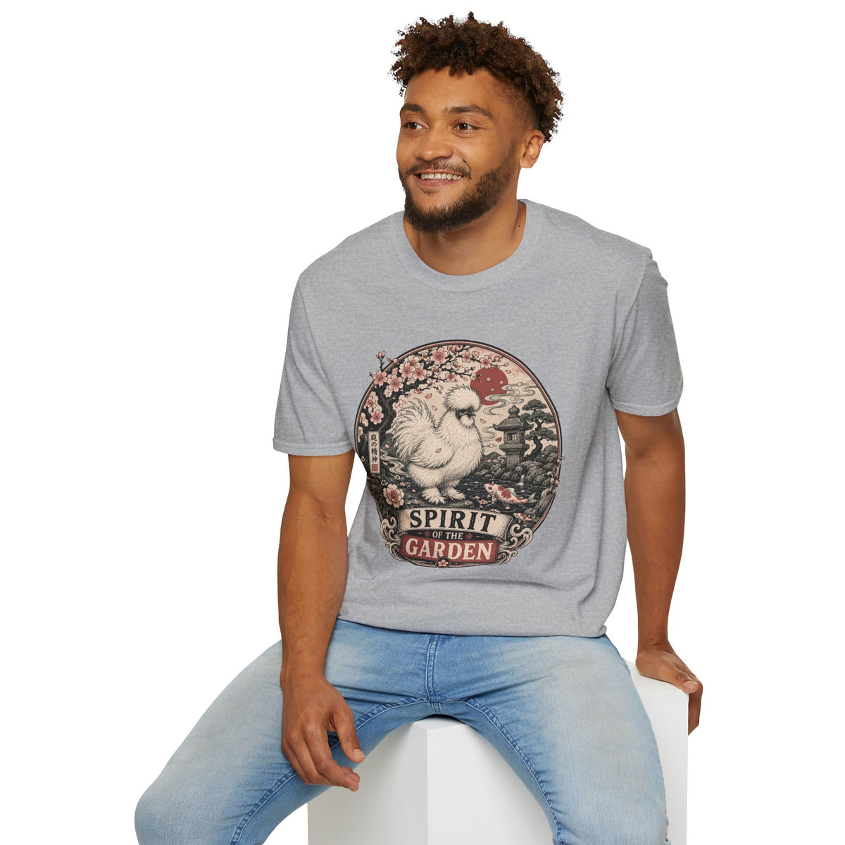 Blossom Garden Silkie T-Shirt — Japanese Woodblock Hen Tee
