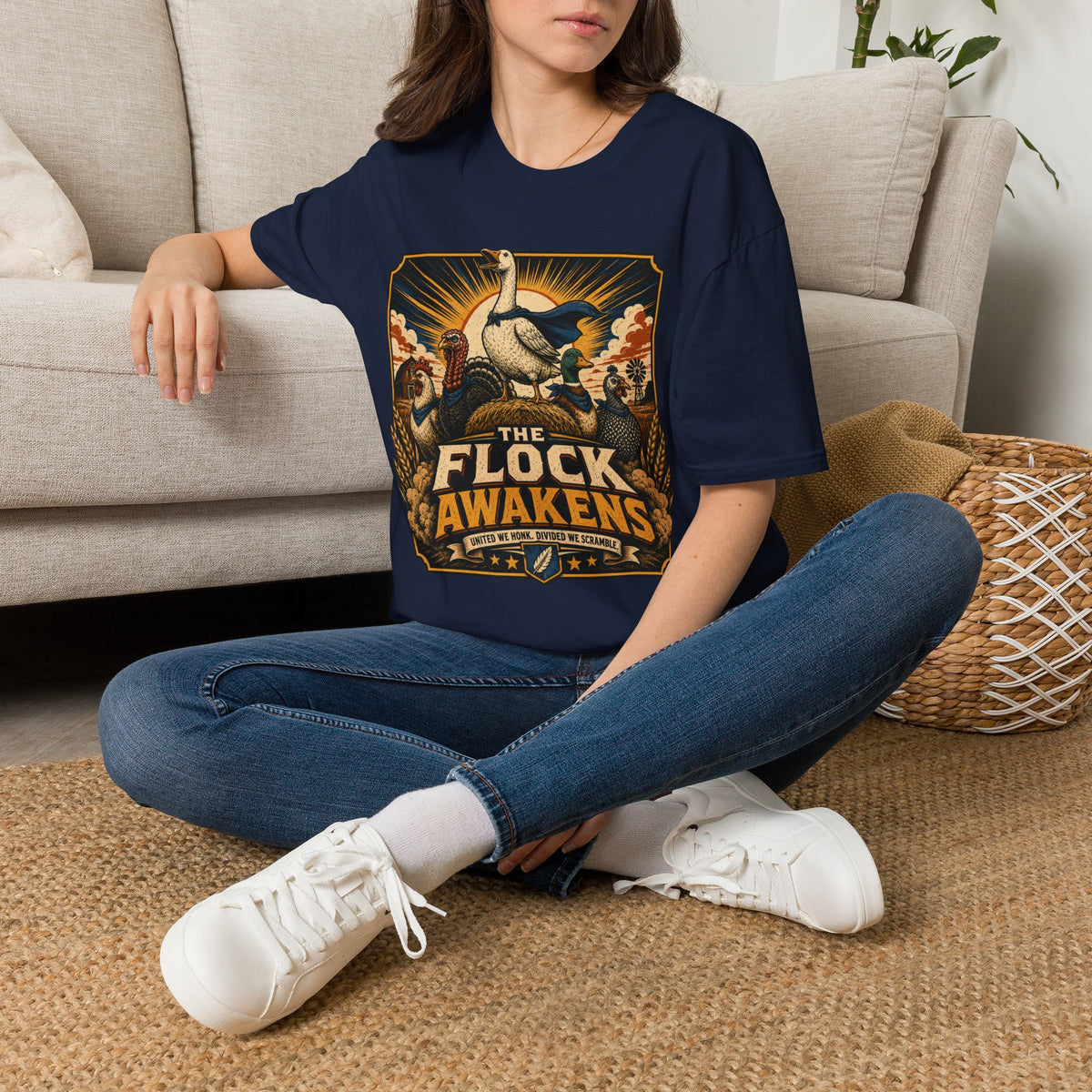 The Flock Awakens T‑Shirt — Retro Goose & Duck Vintage Wildlife Tee
