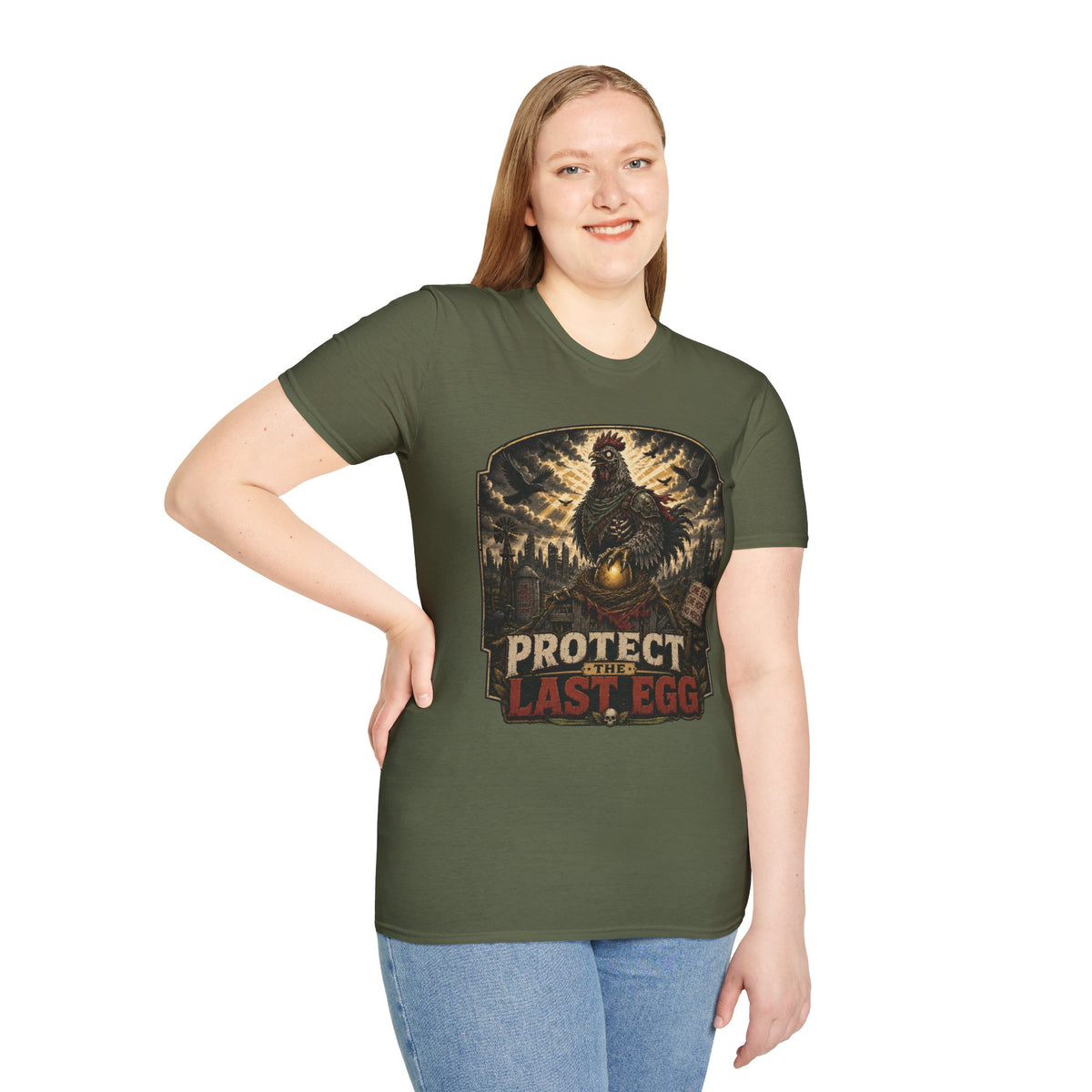 Protect the Last Egg T-Shirt — Undead Guardian Hen Zombie Chicken Tee