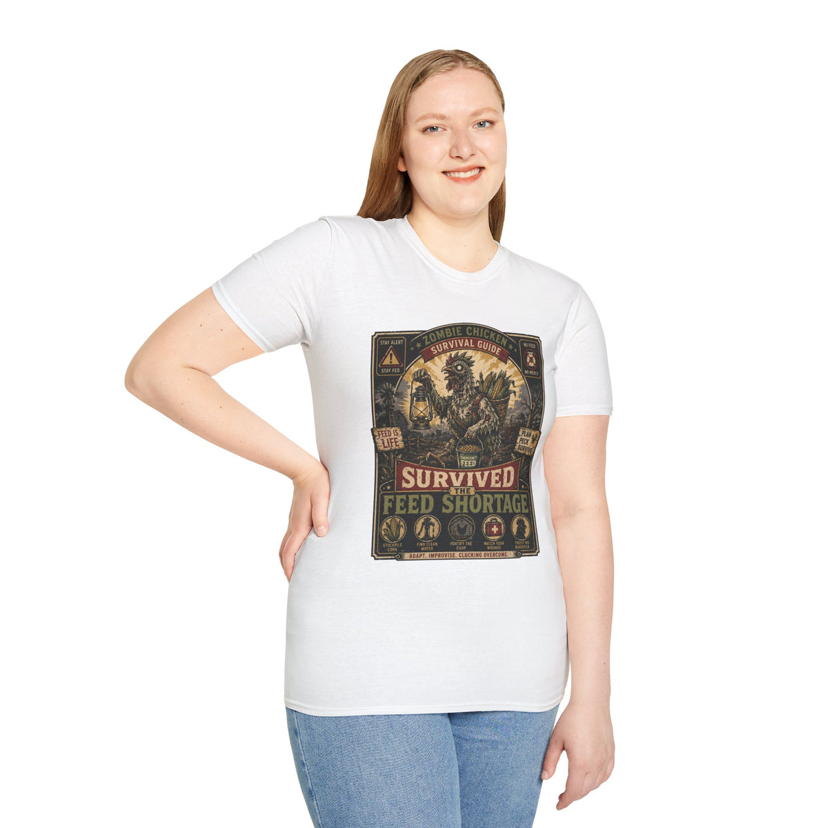 Zombie Chicken Survival Guide T-Shirt — Funny Flock Apocalypse Tee