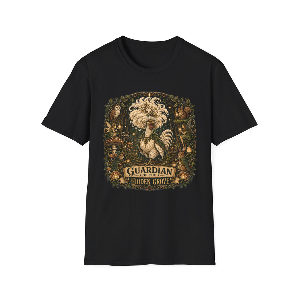 Guardian of the Hidden Grove Polish Chicken T-Shirt — Enchanted Forest Flock Tee