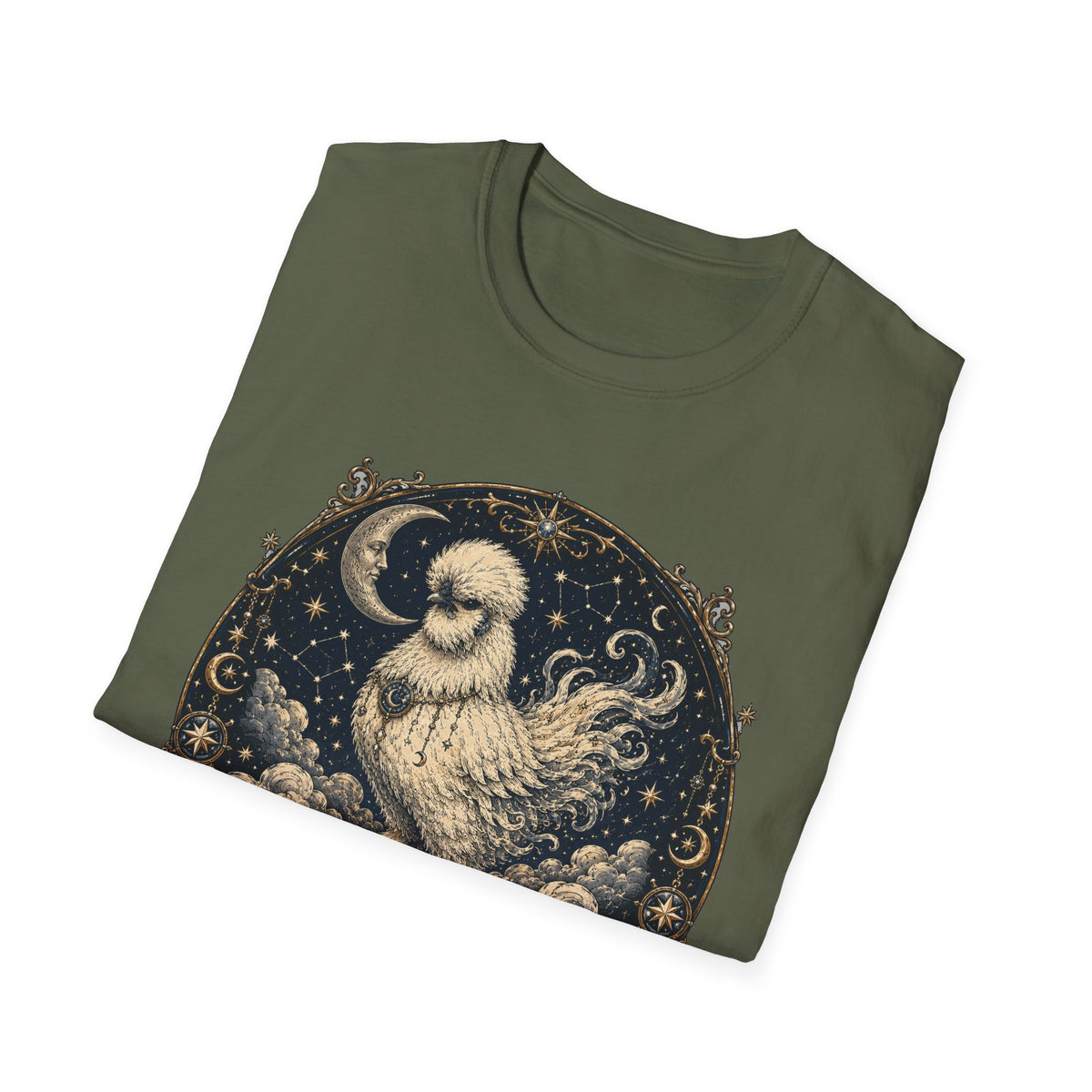 Featherborn Dreamer Silkie T-Shirt — Celestial Moonlit Hen Tee