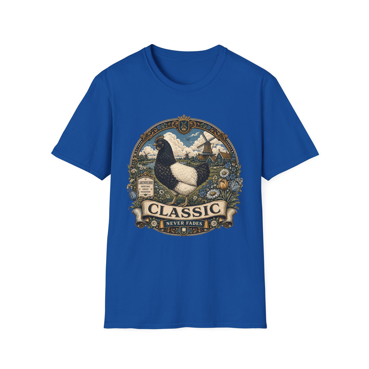 Lakenvelder Heritage Badge T-Shirt — Classic Never Fades Rooster Tee