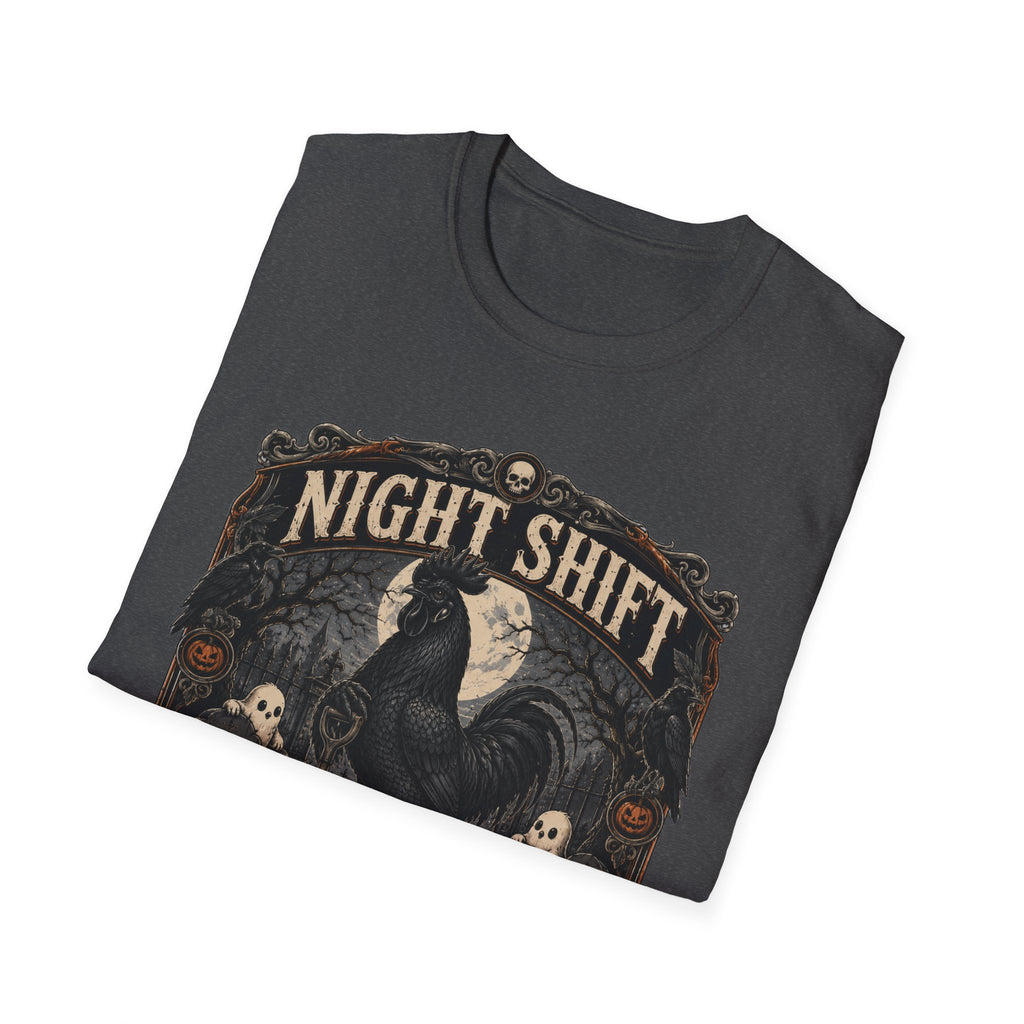 Night Shift Supervisor Ayam Cemani T-Shirt — Graveyard Rooster Graphic Tee