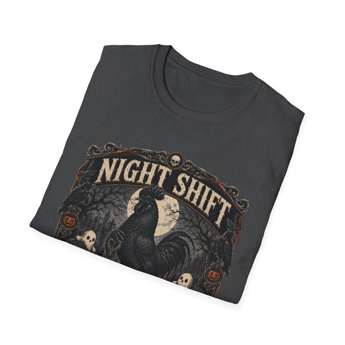 Night Shift Supervisor Ayam Cemani T-Shirt — Graveyard Rooster Graphic Tee