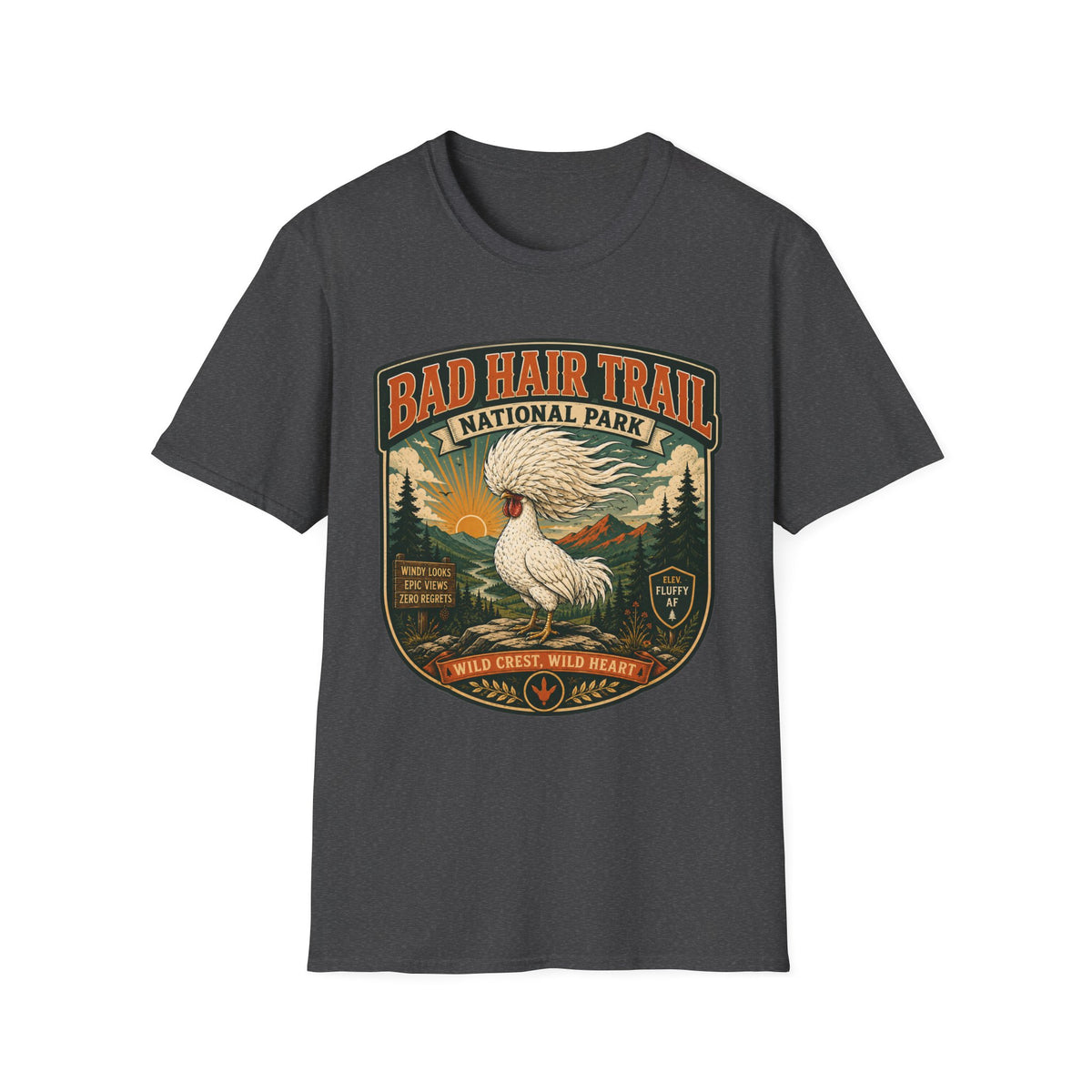 Bad Hair Trail Adventure Badge Polish Chicken T-shirt, photo 8