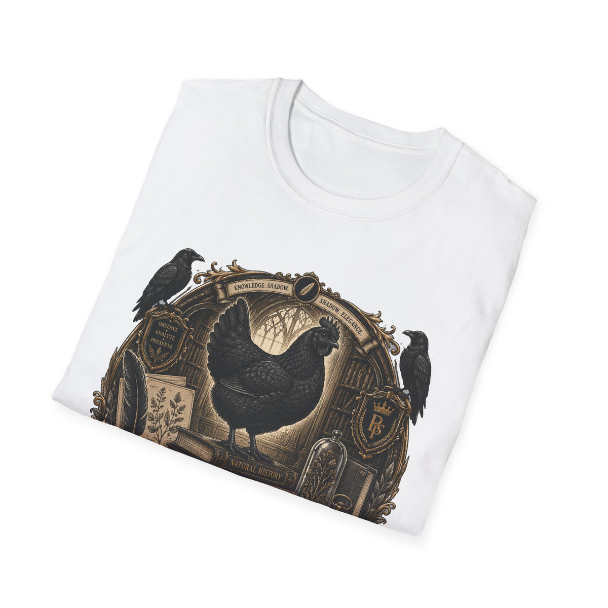 The Black Feather Society Ayam Cemani T-Shirt — Vintage Emblem Rooster Tee
