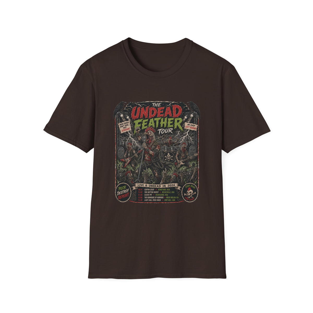 Undead Feather Tour Zombie Chicken T-shirt, photo 4