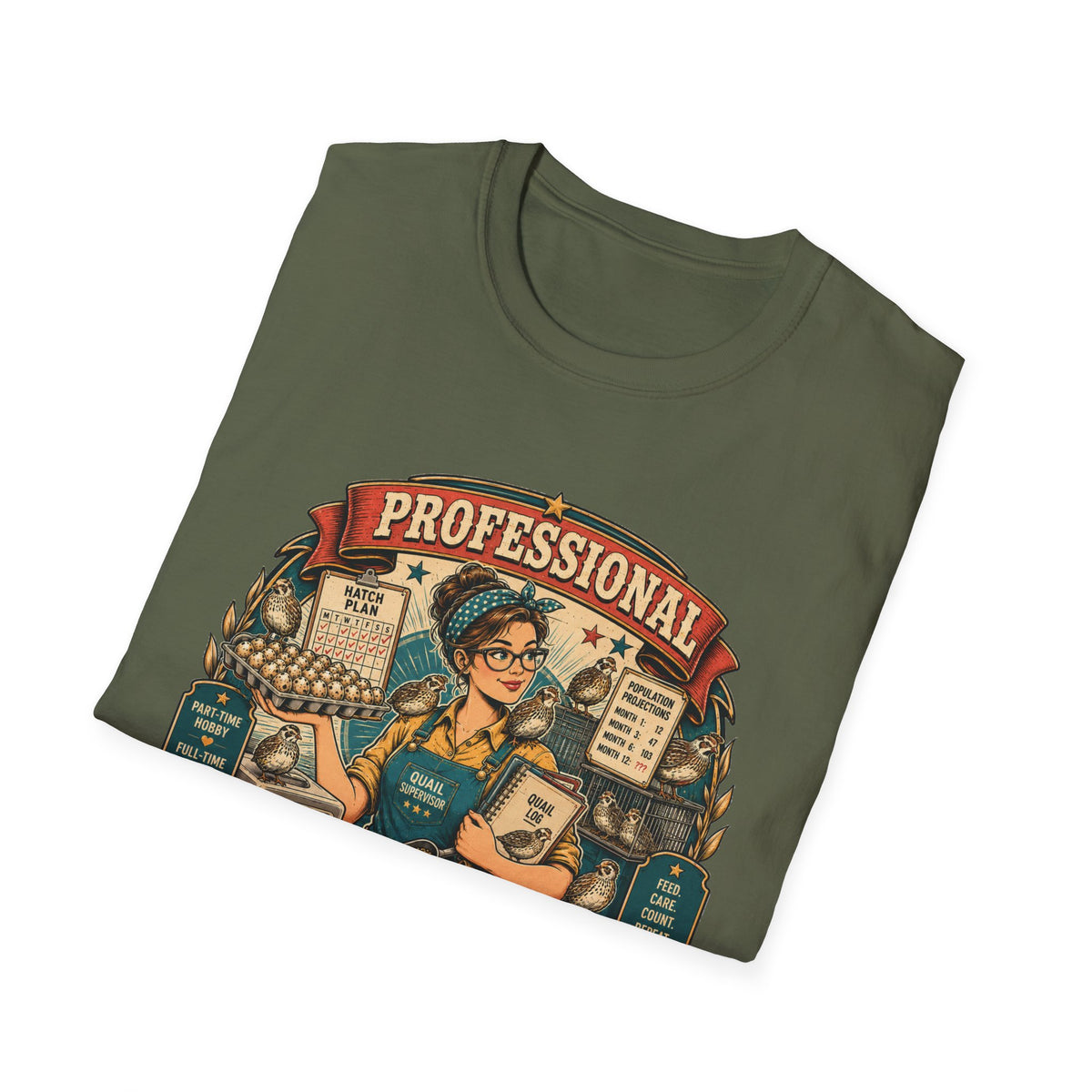 Tiny Bird Enthusiast Badge T-Shirt — Quail Keeper Vintage Graphic Tee