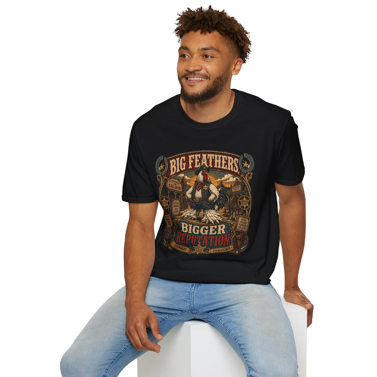 Big Feathers, Bigger Reputation Brahma T-Shirt — Bold Rooster Graphic Tee