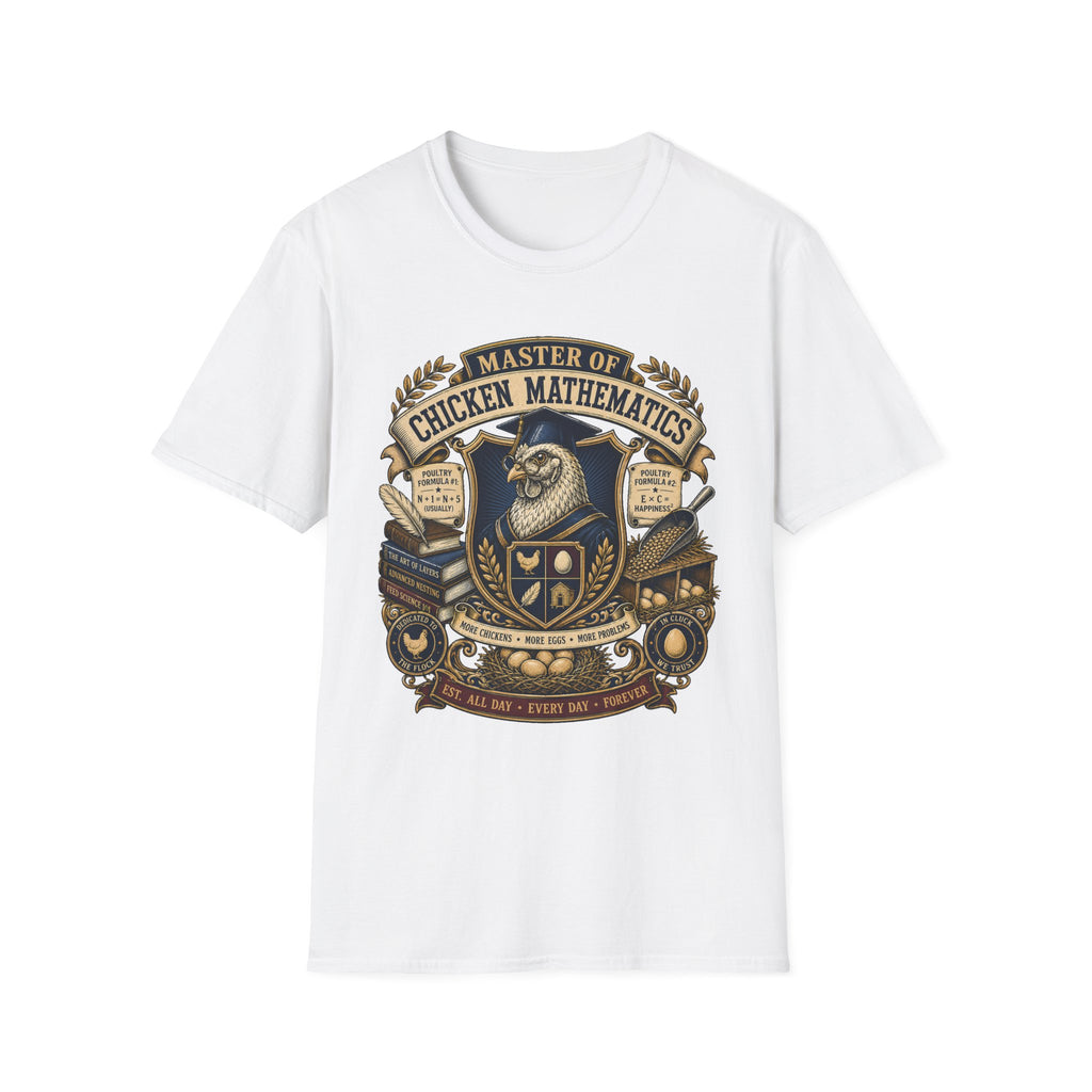 Master of Chicken Mathematics T-Shirt — Collegiate Crest Graphic Tee